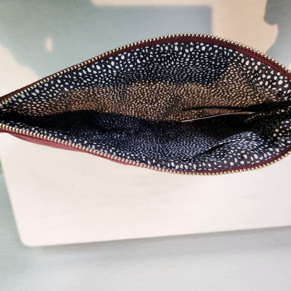 Old Navy Suede Feel Fringe Clutch Bag Hippie Boho Western Maroon - Picture 4 of 7